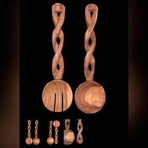 Sandalwood Servers - Handcrafted Wooden Salad Server Set, Kenya